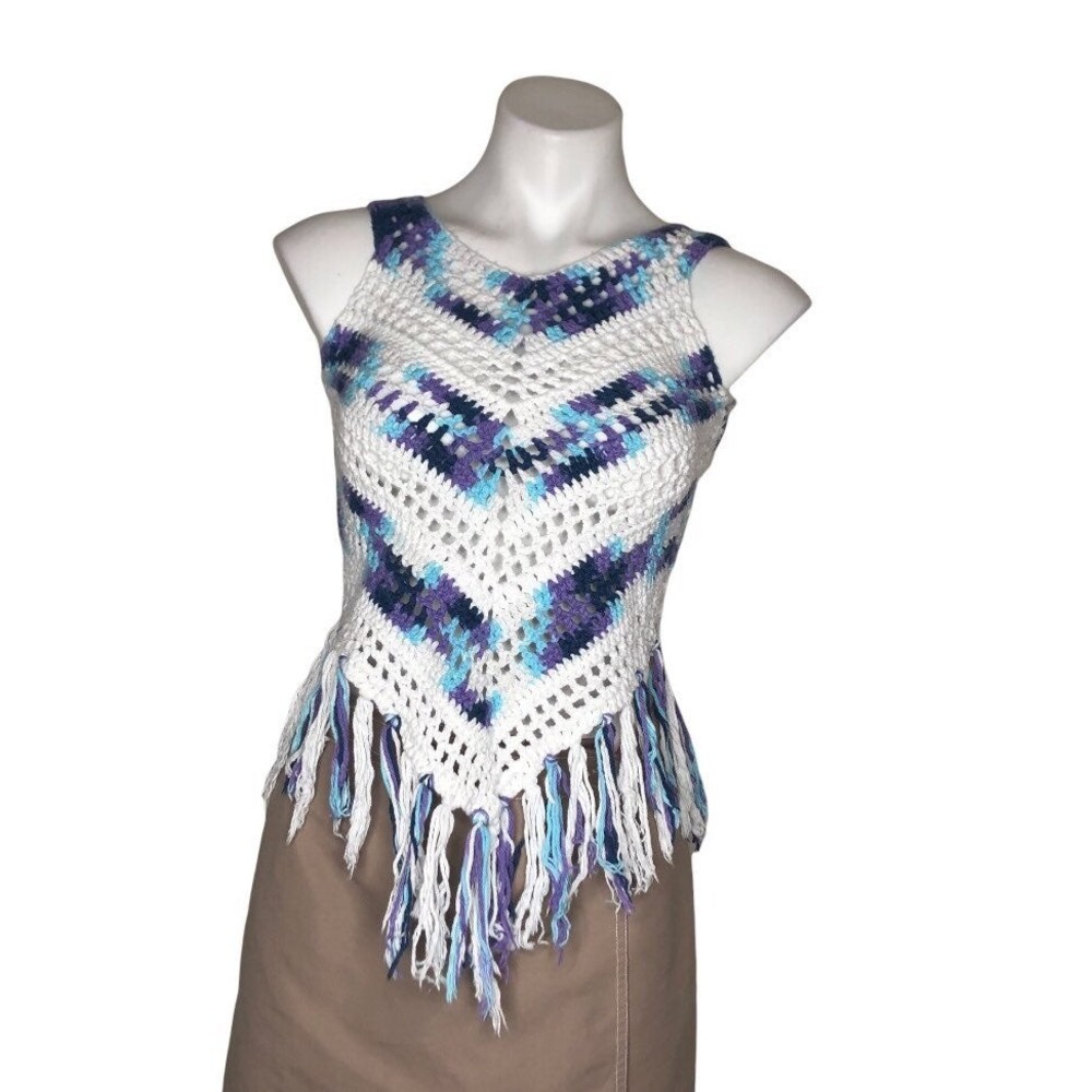 Handmade Crochet Sleeveless Fringed Boho Festival Sexy Top